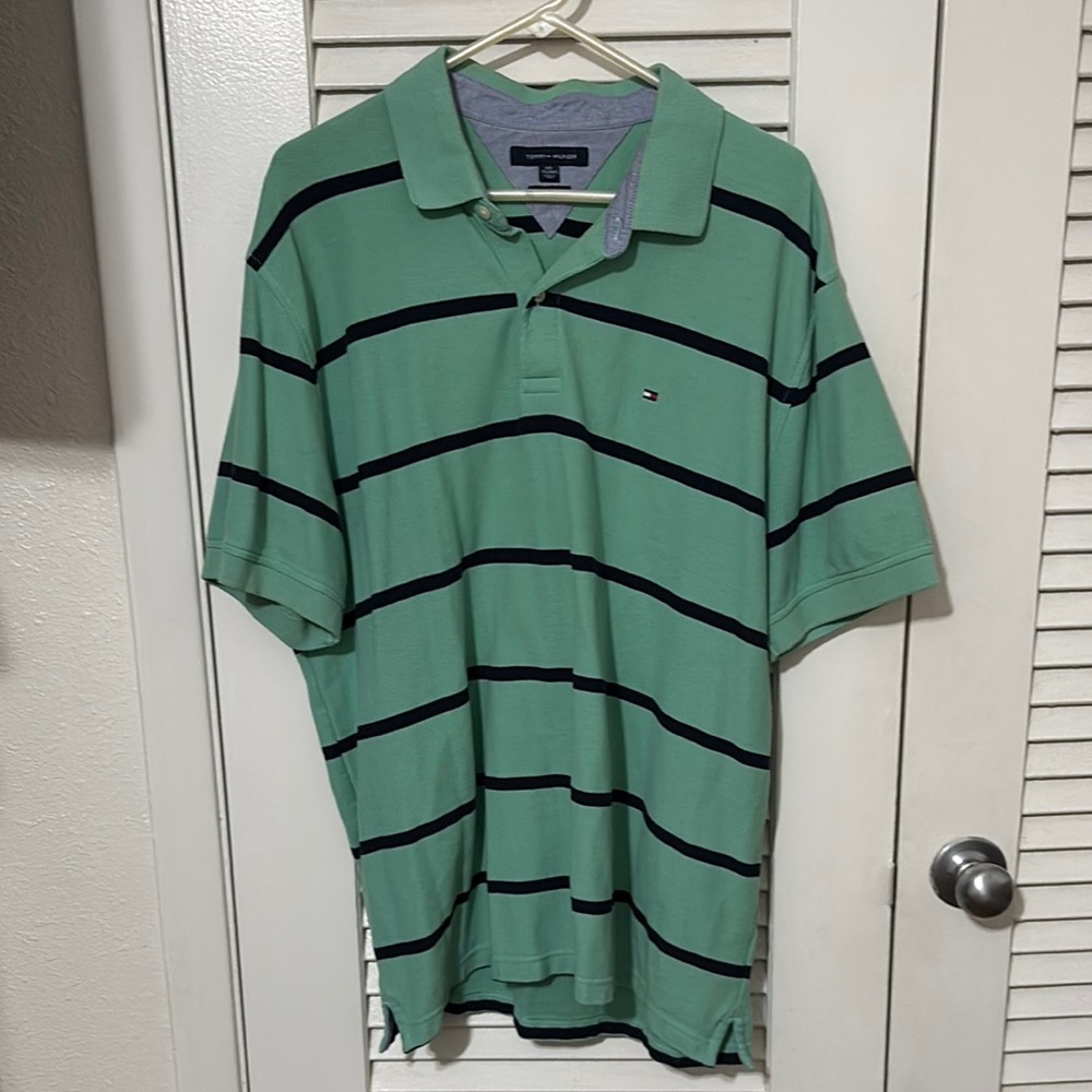 Tommy Hilfiger Green and Black Polo Shirt